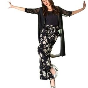 Patrizia Luca Milano Milano black and white lace-up wide leg palazzo pants Small